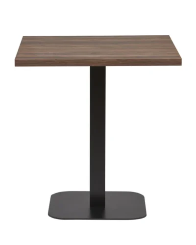 Mesa Interior Armazón Plastificado Negro con Tablero de Melamina Nogal 70x70 cm ROMA NOG