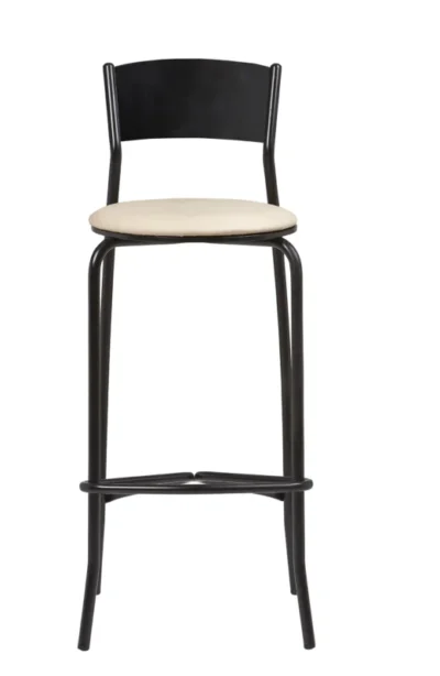 Taburete Armazón Plastificado Negro con Asiento Tapizado FLORIDA TAP