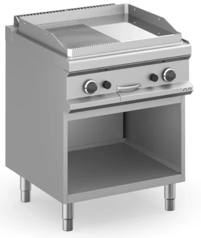 Frytop a gas 70 cm Placa Lisa - Ranurada Cromo Duro con Mueble
