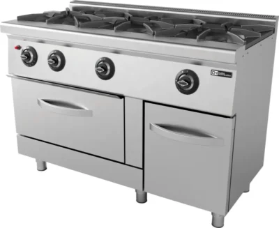 Cocina a gas con horno 3 fuegos Gran Potencia 3x8,65 kW 1200x664x850h mm