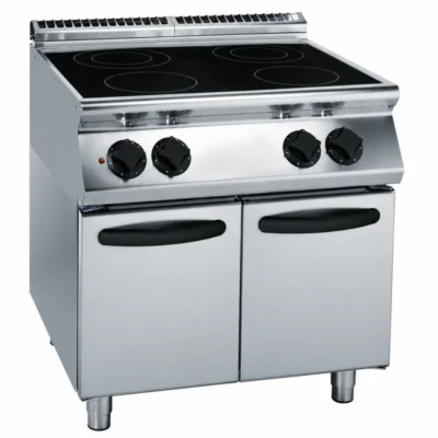 Cocina de inducción profesional de 4 zonas con mueble inferior