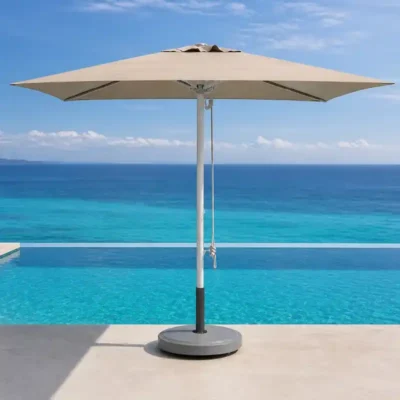 Parasol cuadrado de aluminio 2000 x 2000 mm con apertura por polea