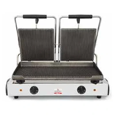 Sandwichera industrial doble con placas acanaladas