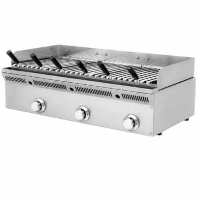 Barbacoa profesional a gas de 900 mm con parrilla inoxidable