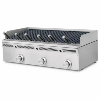 Barbacoa profesional a gas de 900 mm con parrilla pavonada