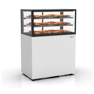 Vitrina caliente con base 100 mm 1000x600x1400 mm 2 estantes 1,05 kW puerta frontal
