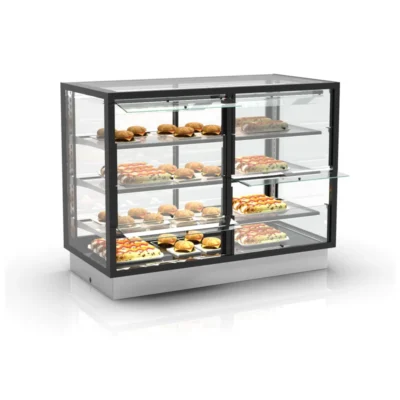 Vitrina caliente encastrable 1200x600x815 mm 3 estantes 1,06 kW puertas batientes