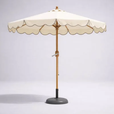 Parasol redondo de aluminio Ø3000 mm efecto madera con manivela