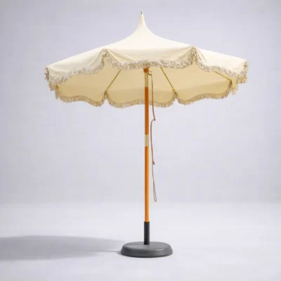 Parasol redondo de madera Ø3000 mm con toldo de 250 g/m²