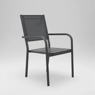 Sillón apilable de aluminio y textilén para exterior