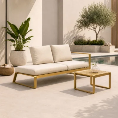 Sofá cama de exterior de 3 plazas con respaldo reclinable multiposición