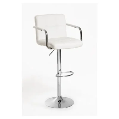 Taburete alto regulable de polipiel con respaldo de 920 a 1130 mm