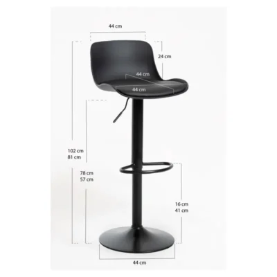 Taburete alto regulable de polipiel de 810 a 1020 mm