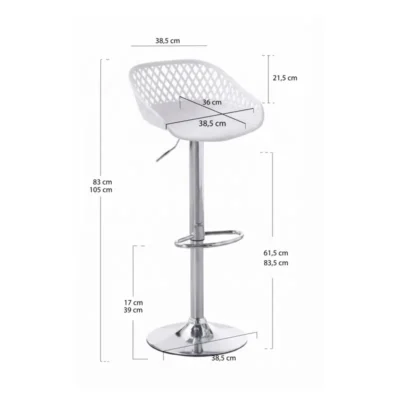 Taburete alto regulable de polipropileno de 830 a 1050 mm