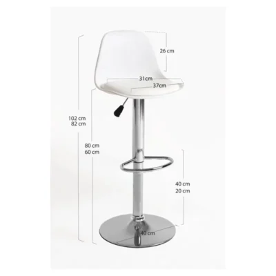 Taburete regulable de polipiel y polipropileno de 820 a 1020 mm