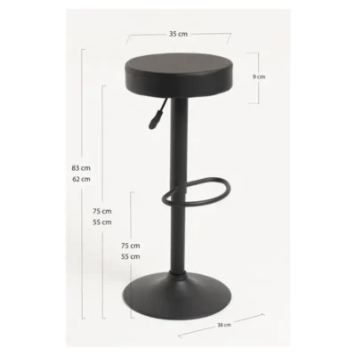 Taburete regulable redondo de polipiel con base negra