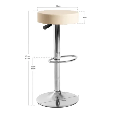 Taburete regulable redondo de polipiel de 620 a 830 mm