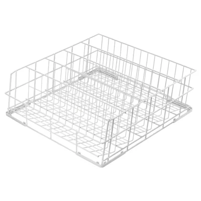 Cesta de varilla con fondo inclinado de 500 x 500 x 170 mm para 25 vasos