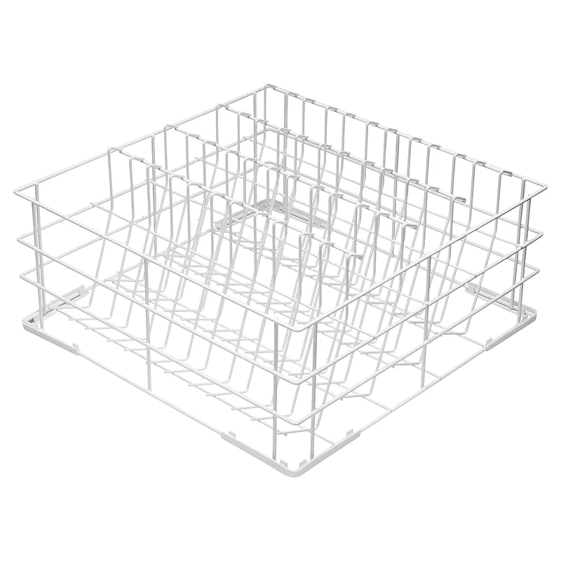 Cesta de varilla con fondo inclinado de 500 x 500 x 235 mm para 24 vasos