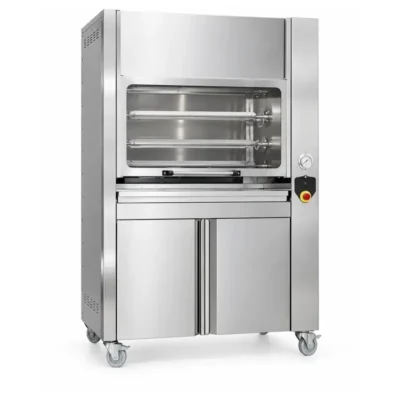 Horno asador de pollos a brasa de 24 pollos acabado inoxidable