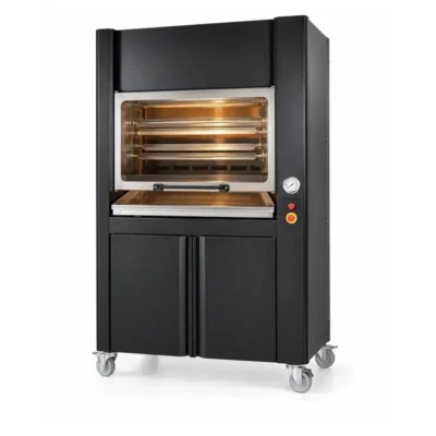Horno asador de pollos a brasa de 24 pollos acabado negro