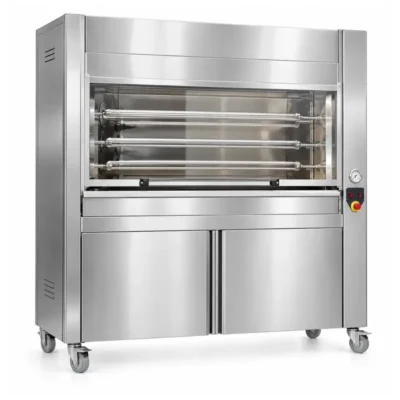 Horno asador de pollos a brasa de 42 pollos acabado inoxidable