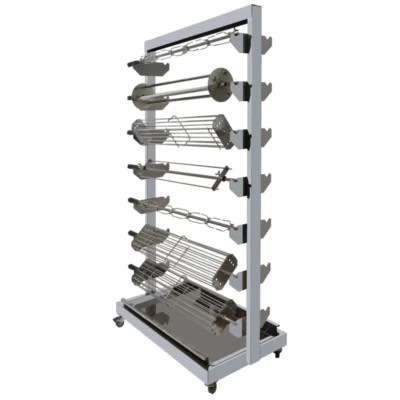 Carro auxiliar portaespadas para asador de pollos 960 x 500 x 1650 mm