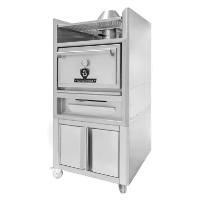 Horno de brasa profesional con cajón y ruedas para 80 comensales