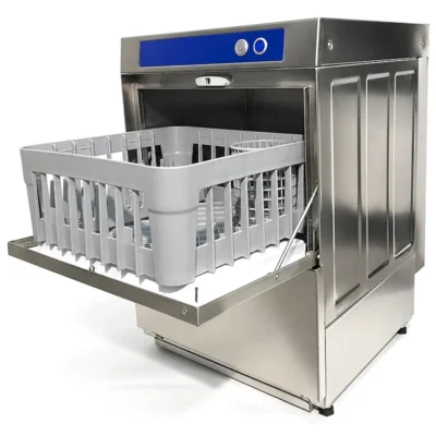 Lavavasos profesional compacto de acero inoxidable con cesta de 350 x 350 mm