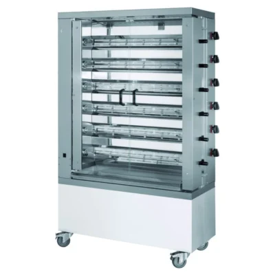 Asador de pollos vertical a gas profesional de 6 espadas