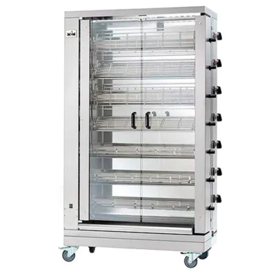 Asador de pollos vertical a gas profesional de 7 espadas