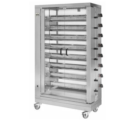 Asador de pollos vertical a gas profesional de 8 espadas