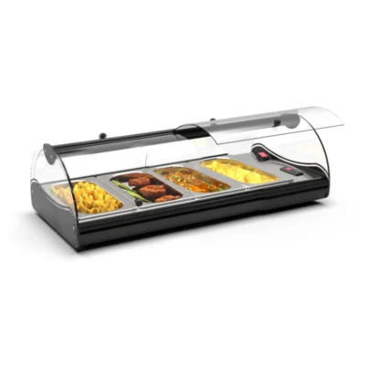 Vitrina caliente autoservicio baño María 840x395x245 mm con 4 cubetas GN 1/3