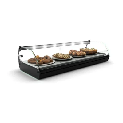 Vitrina caliente de tapas con cristal curvo calor seco 840x395x245 mm