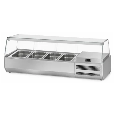 Vitrina refrigerada de ingredientes para pizza GN 1/3 de 1328 mm con cristal recto