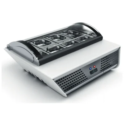 Vitrina refrigerada de ingredientes de sobremostrador con 8 cubetas GN 1/6
