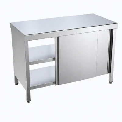 mesa central pasante con puertas correderas